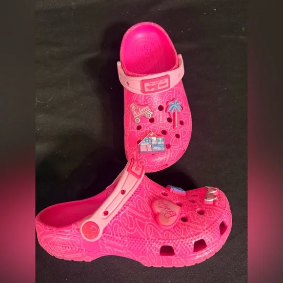 CROCS Pink Barbie Clogs with Charms Size 13 - Picture 3 of 4